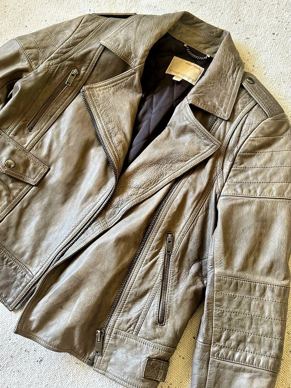 Banana Republic Heritage Collection Women’s S Gray Goat Leather Moto Jacket